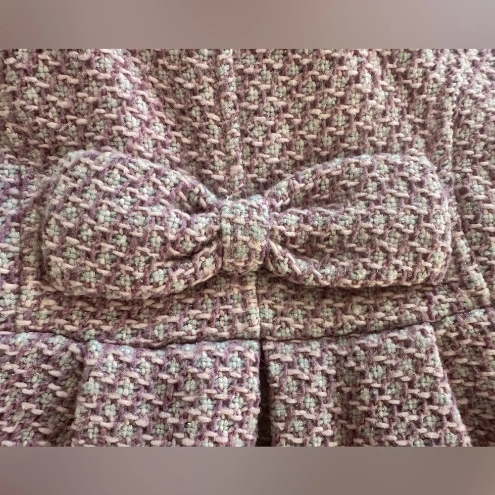 Jessica Simpson Girls Pink Tweed Coat w/ Faux Fur Collar Size M (5/6) (1219)
